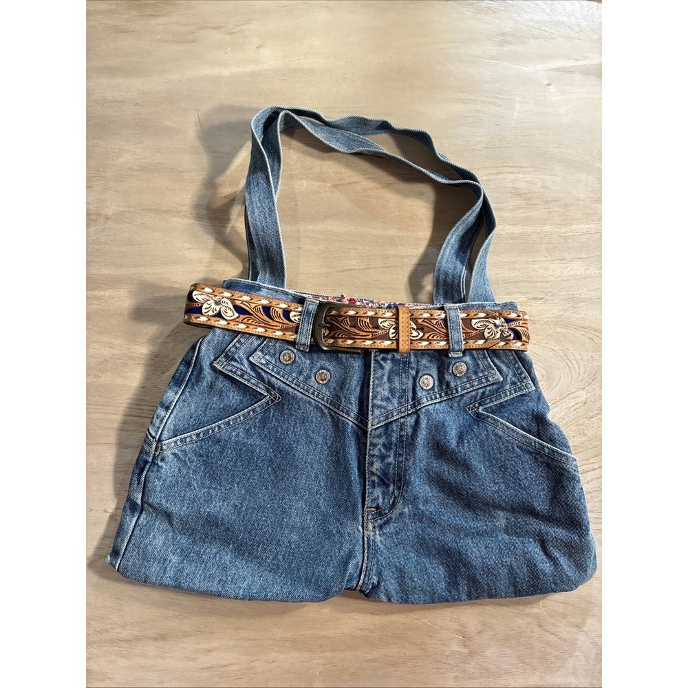 Blue Jean Purse Lawman Western Jeans Rodeo Side Button Cross Body